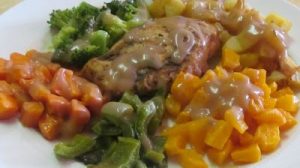 Roast Chicken, Roast Potatoes and Roast Vegetables image